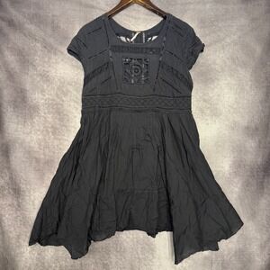 Free People Y2K Beach Crochet Lace Dress Midi Black Women's Size Large